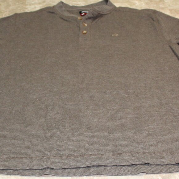 Wolverine Pullover Mens Medium Gray / Brown Waffle Knit Long Sleeve Henley Shirt - Picture 5 of 16